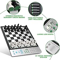 Vista 2 de LC2B Advanced Electronic Chess Set with ELO 2200+ Engine & Talking AI Tutor, Comfortable Size Electronic Chess Board Perfect for Chess Lovers, Smart