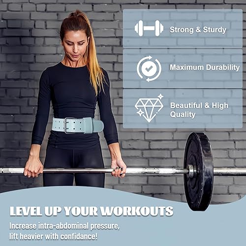 Miniatura 7 de Pixel Panda - Cinturón de levantamiento de pesas, cinturón de gimnasio de cuero para mujer, soporte lumbar acolchado de 4 pulgadas para mujeres,