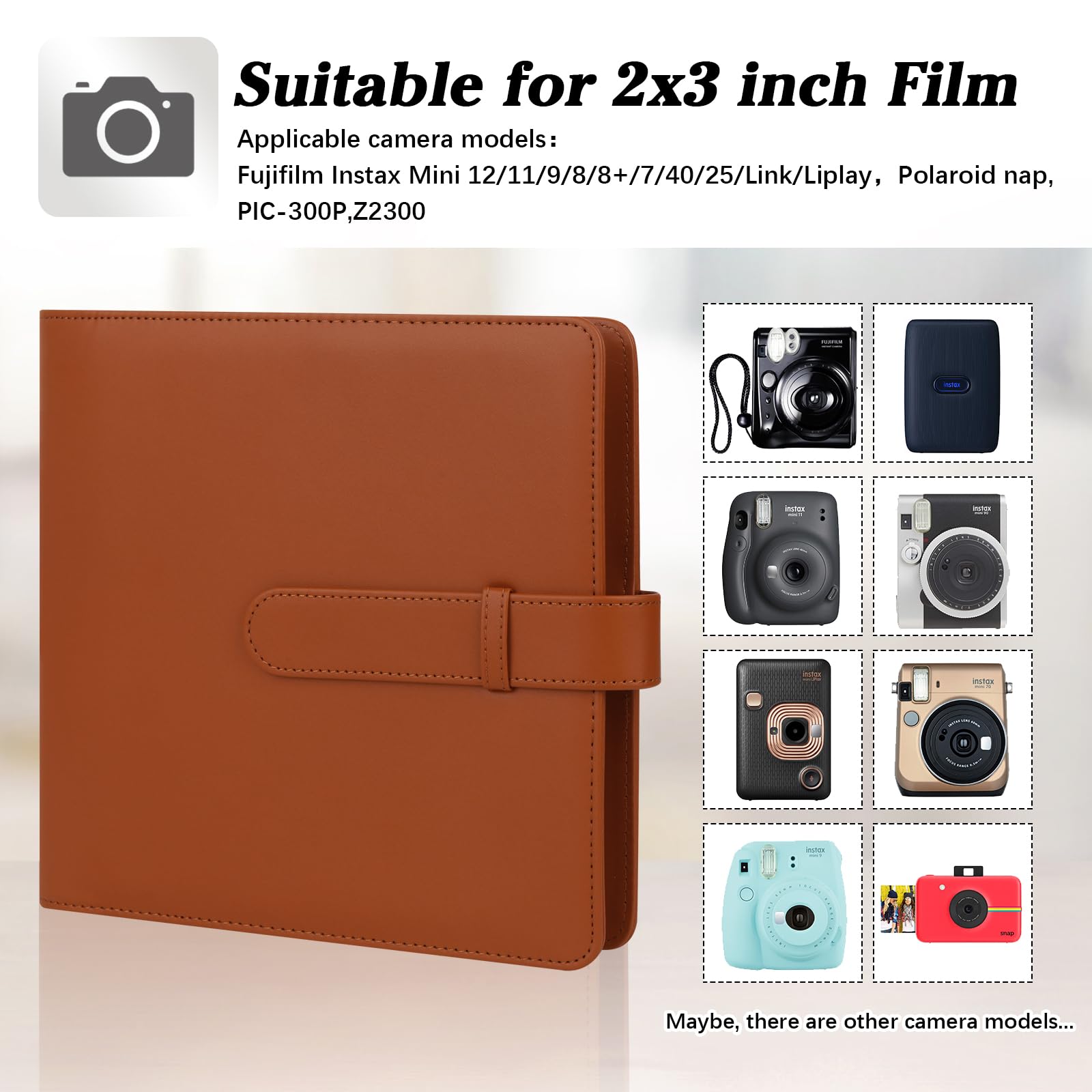 Album photo 360 pochettes pour appareil photo Fujifilm Instax Mini LiPlay 11 90 70 12 9 8 8 7S / imprimante Mini Link SP-1, Polaroid SnapTouch PIC-300 Z2300 Mint Zip Instant Camera Printer (bleu