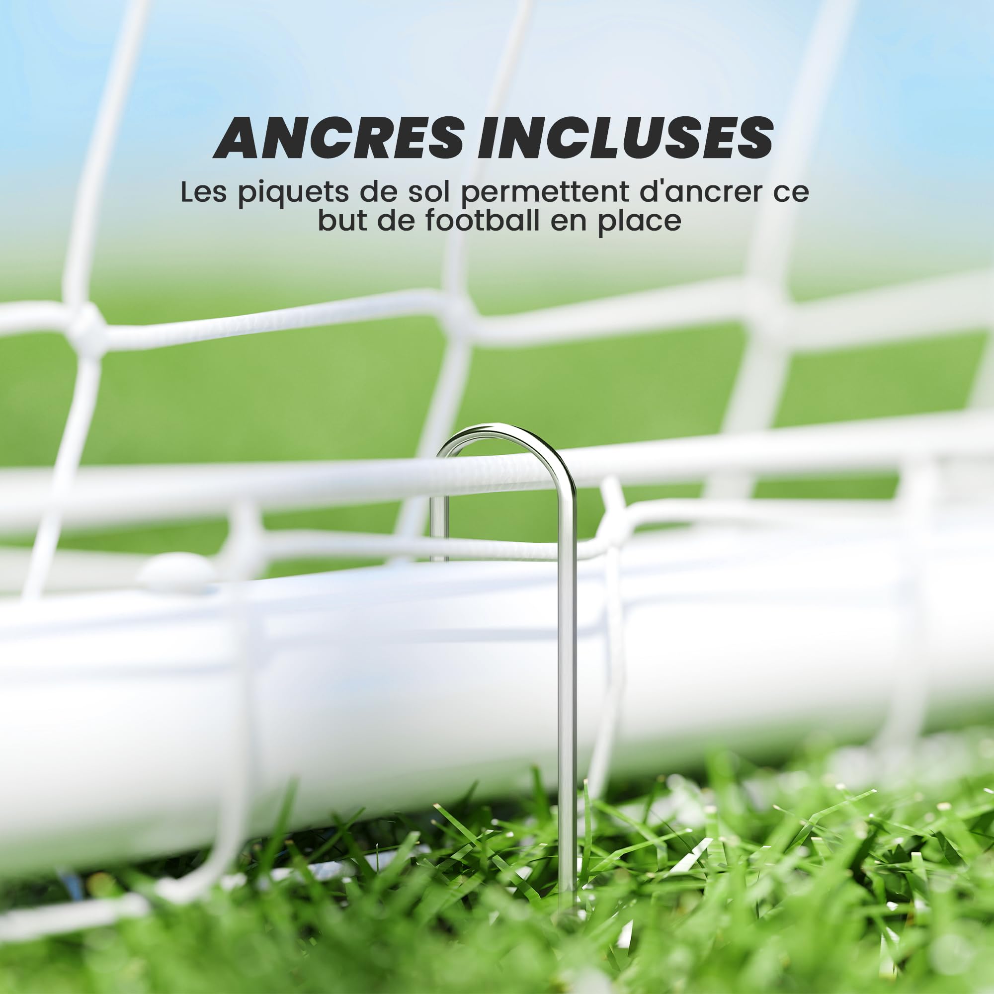 SPORTNOW But de Football avec Filet Poteaux en PVC Blanc
