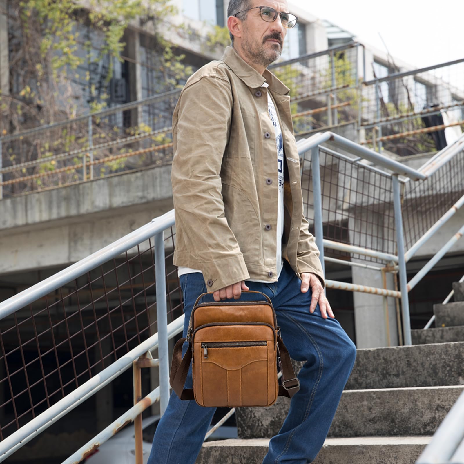 Sacs bandoulière Homme Sacs business vintage cuir veritable Sacs à main voyage multifonctionnel