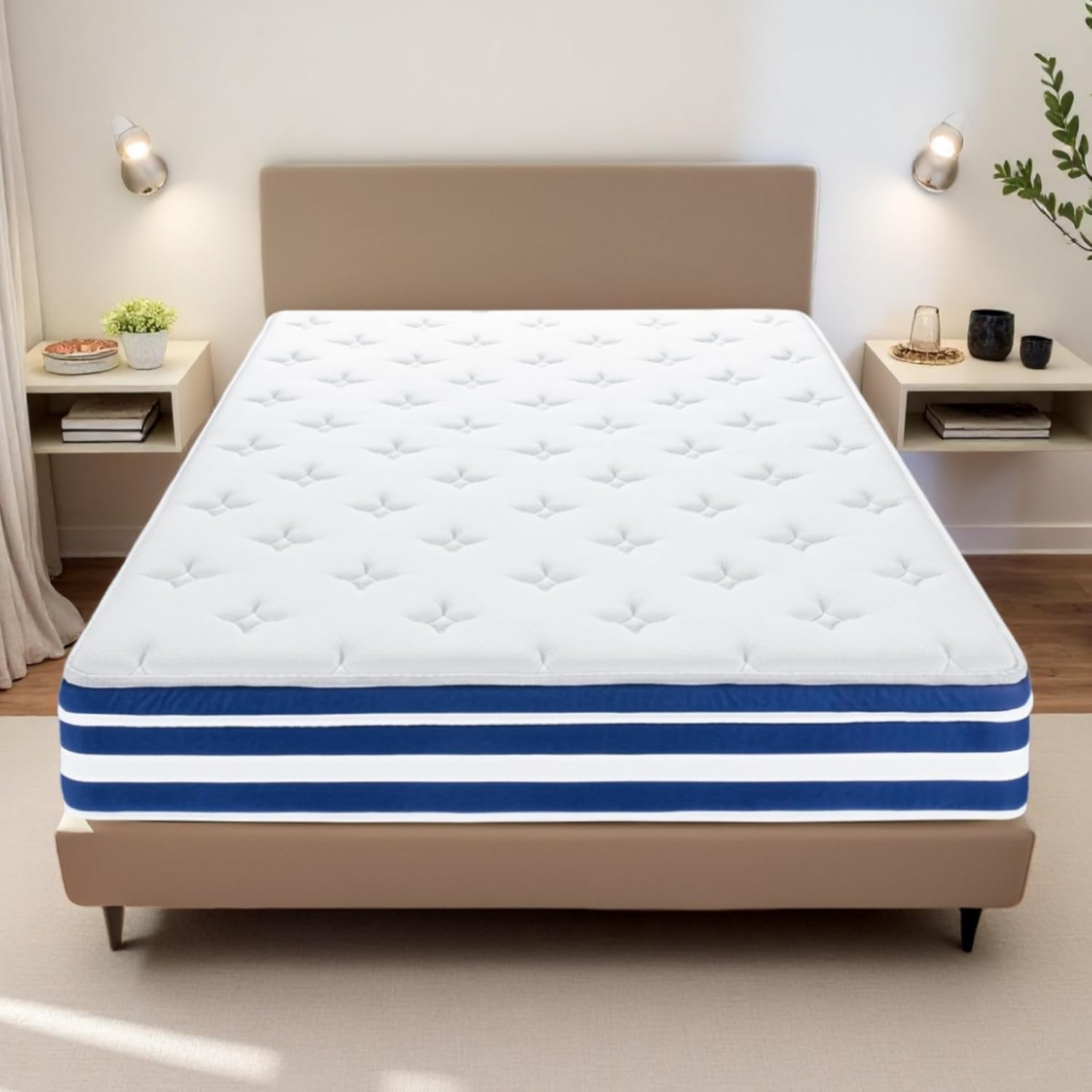 GJQ Twin XL Mattress,10 Inch Memory Foam Hybrid Mattress in a Box with Pocket Springs,Medium Firm Twin XL Bed Mattresses for Pressure Relief,CertiPUR-US