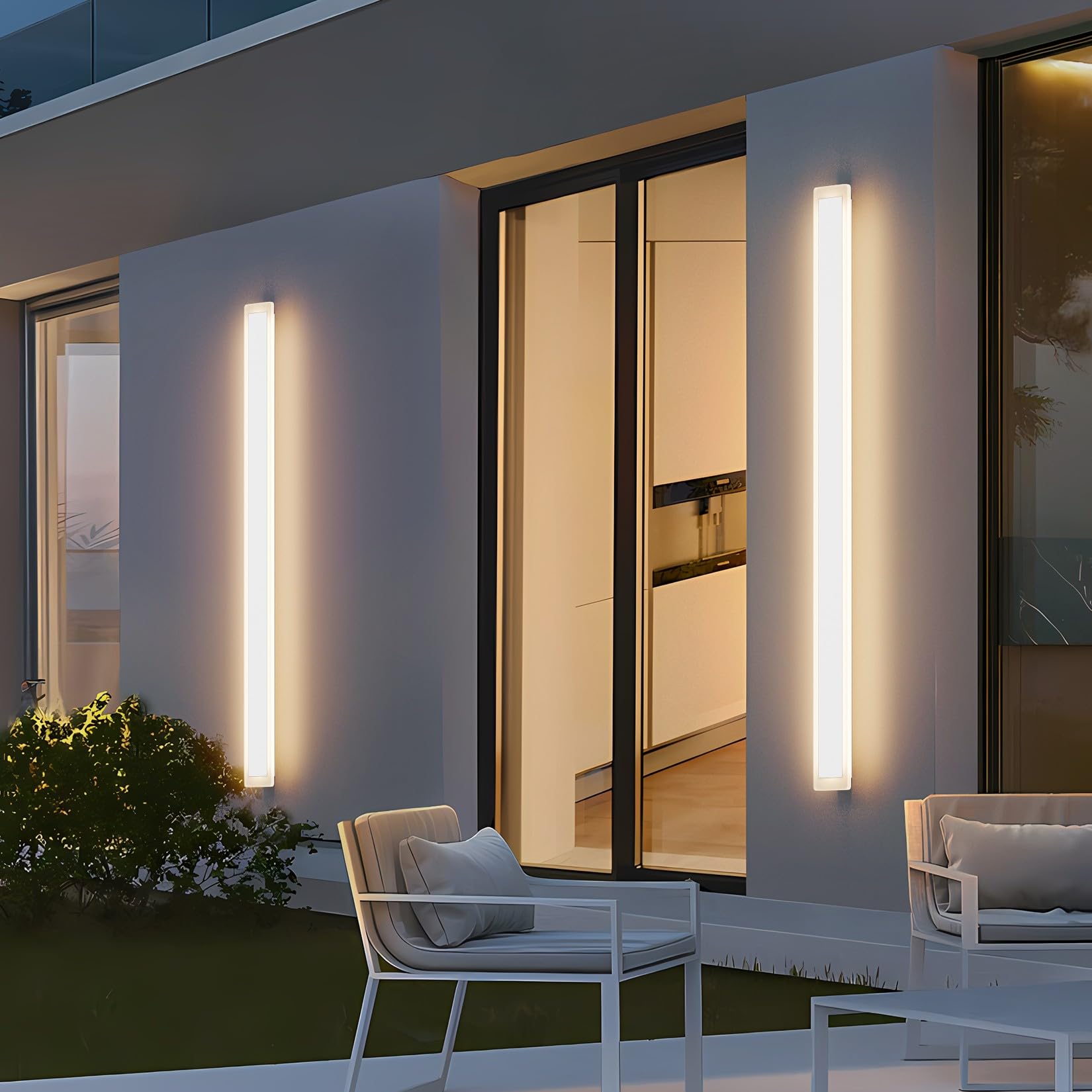 2 Pack 47.2In Long Outdoor Wall Lights 35W Exterior Wall Light 3000K Outdoor Wall Mount Lighting IP65 Waterproof Anti Rust for House(White)