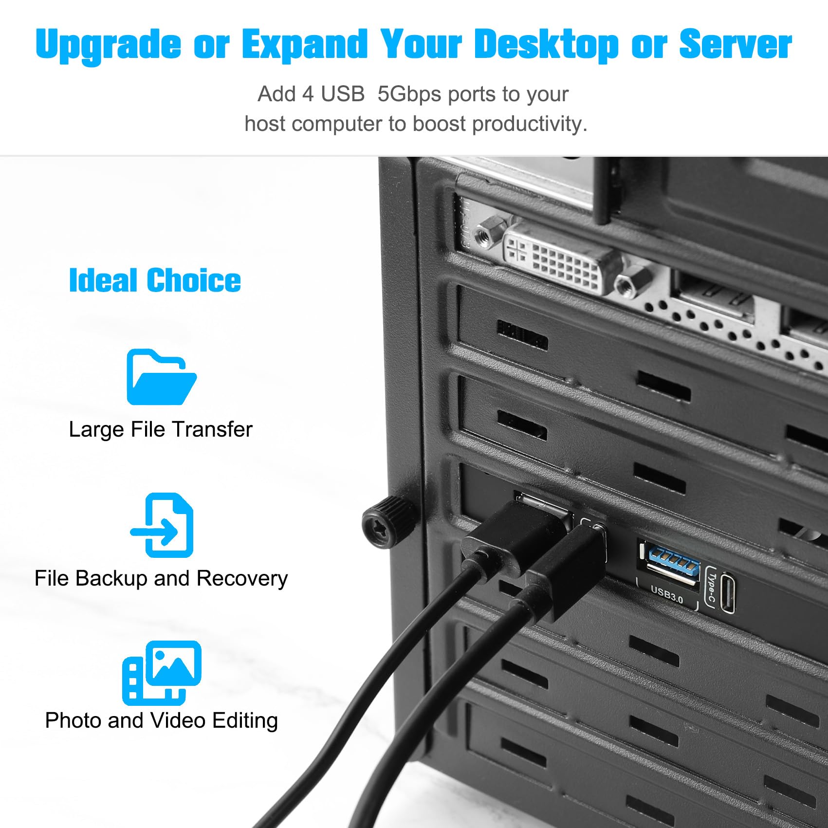 Tarjeta de expansión PCIe a 4 puertos USB 3.0, 5 Gbps USB PCI Express