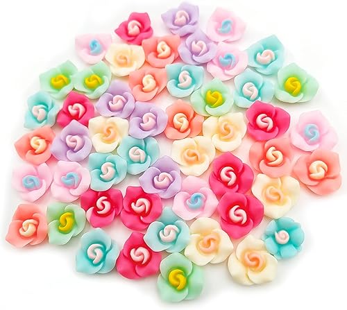 50 piezas de resina de rosas con parte trasera plana, dijes de resina de flores, cabujones de plástico con parte trasera plana para hacer joyas,