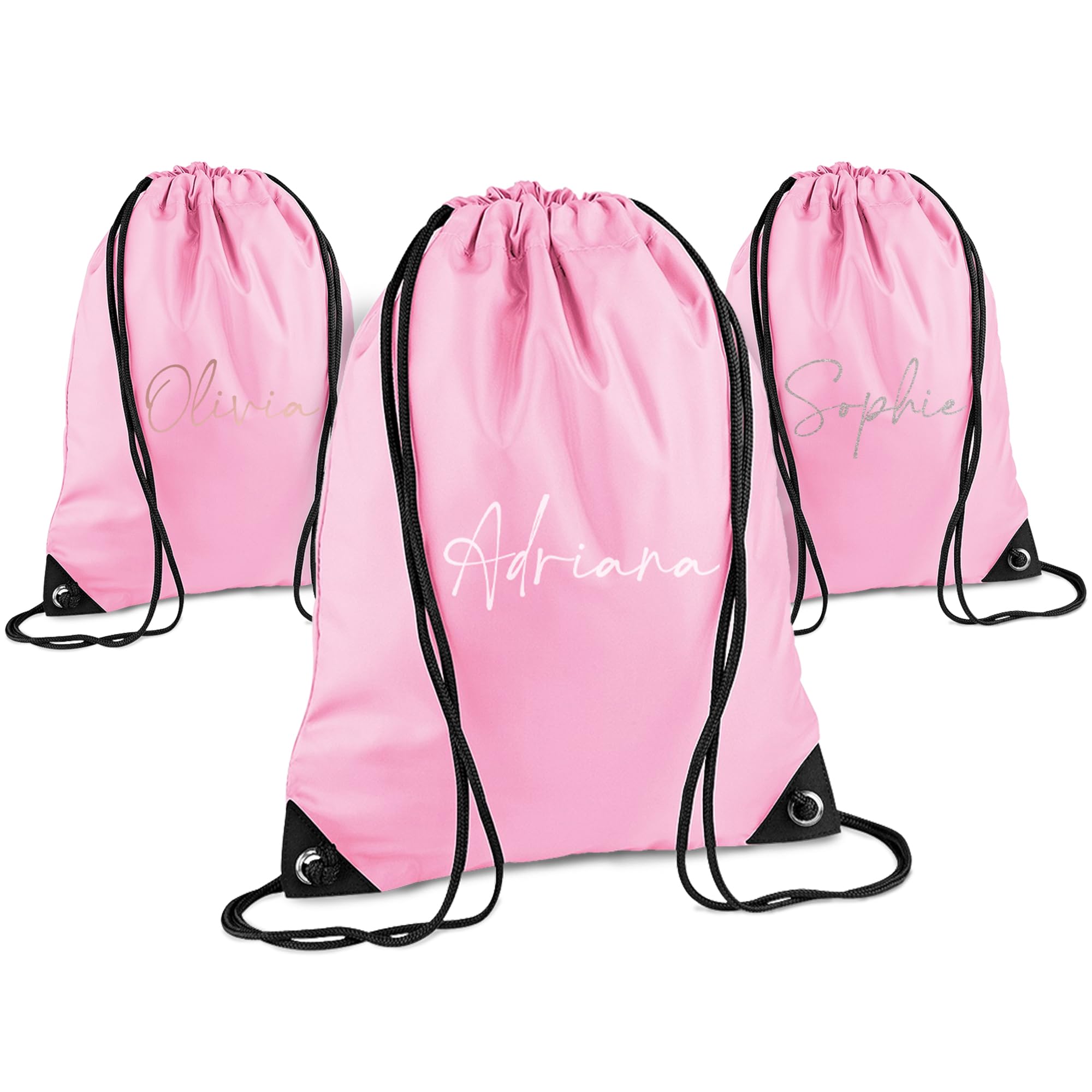 Print Maniacs Personalised Drawstring Bag for Kids Back to School PE Bag, Swim Bag with Name Ideal for Boys, Girls, Toddlers,and Primary School Students Perfect School Bag Pink