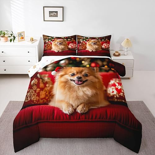 Miniatura 34 de Juego de edredón de perro lindo para niños, juego de ropa de cama con estampado de carlino de dibujos animados para niños y adolescentes, juego