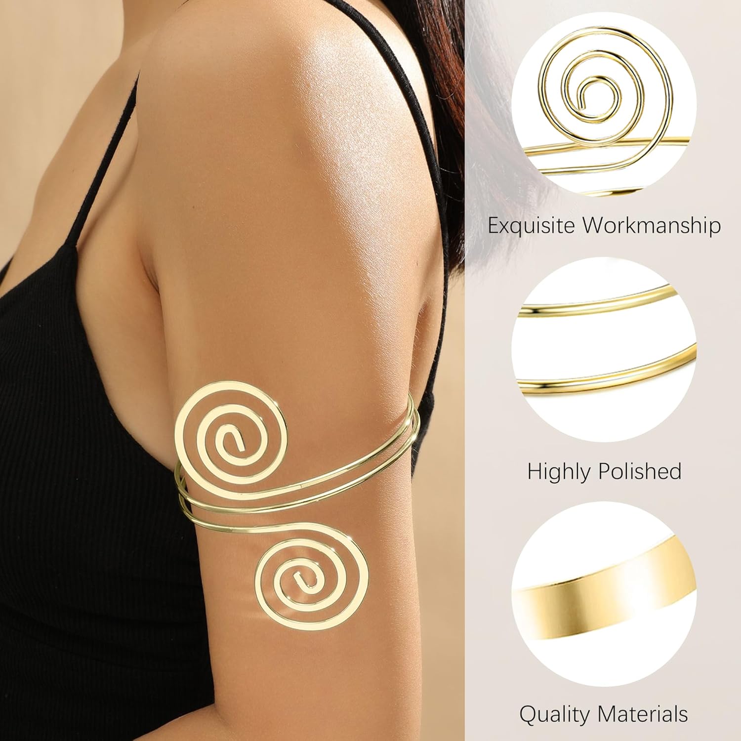 Arm Cuff Jewelry for Women Adjustable Upper Arm Bangle Bracelet Band Armlet Armband Jewelry - Image 3