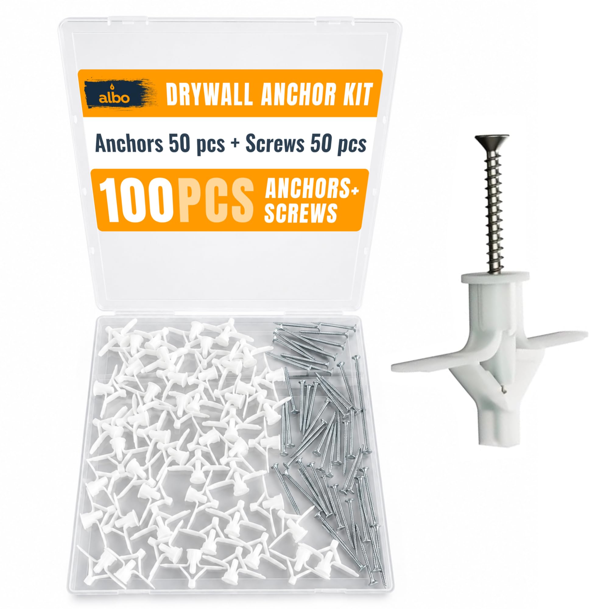 Drywall Anchors & Screws - 100 Pack -9