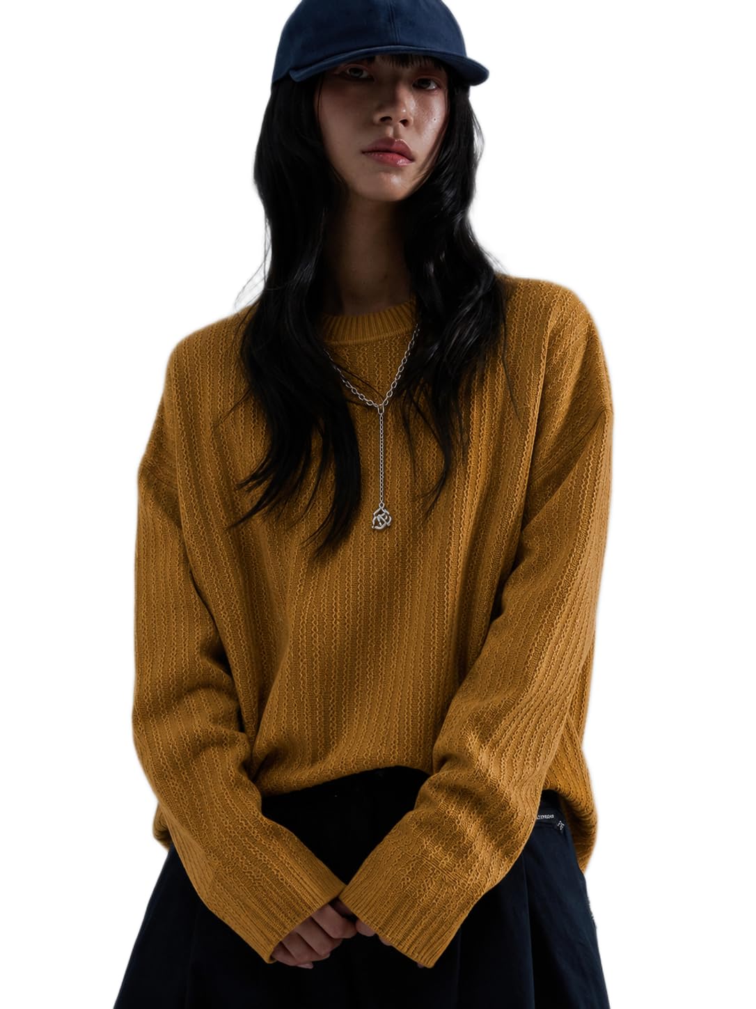 sylor Textured Knit Pullover, Crew Neck, Long Sleeve, Brown-picture-43