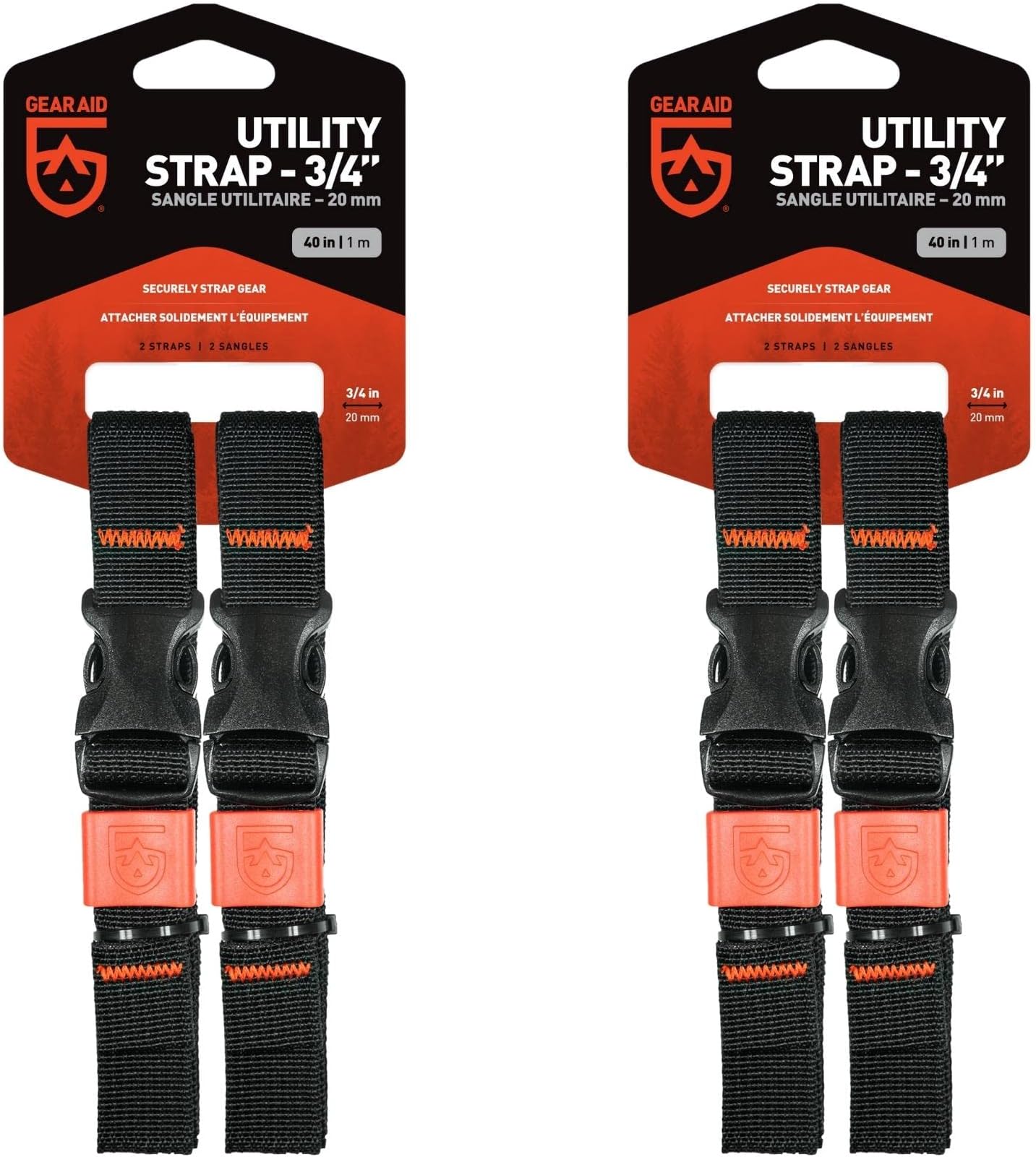 GEAR AIDUtility Straps with Side-Release Buckle, Secure and Compress Camping, Biking, Hunting, Boating Gear, Multiple Sizes
