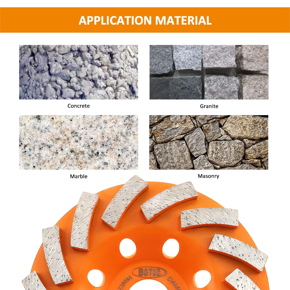Mole diamantate da 115 mm, BGTEC 14 segmenti Turbo Row Mola a tazza per smerigliatrice lucidatura e pulizia marmo calcestruzzo muratura, 1pc