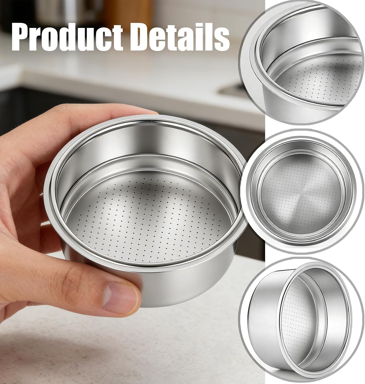 2 Pcs Coffee Filter,Stainless Steel Coffee Filter,Espresso Filter,Espresso Filter Basket Compatible with Chefman Espresso Machine,Machines Espresso Machine Parts(Silver) image 3