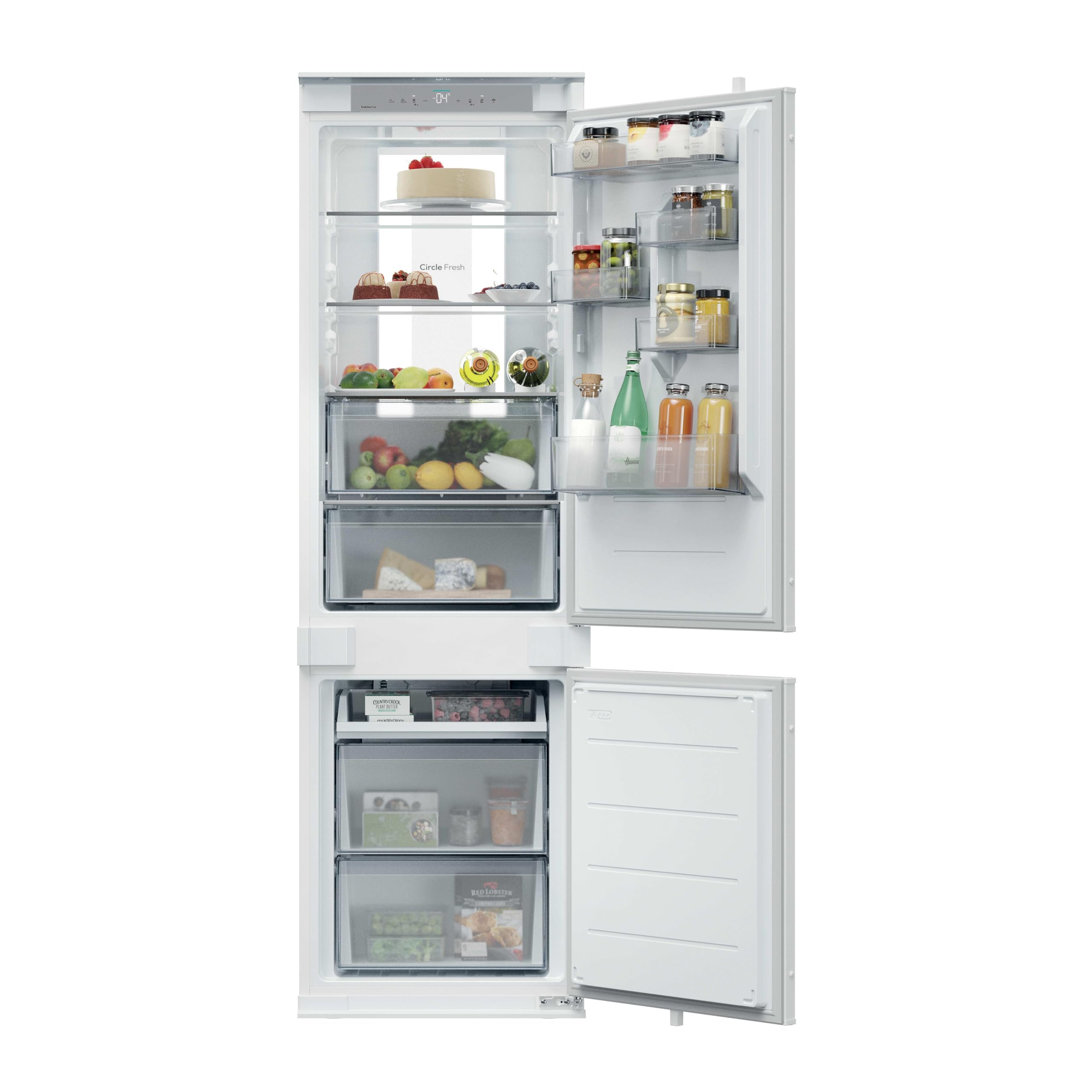 Hoover H-Fridge 600 Honbqt5518dk-Uk 177Cm High 70/30 Integrated No Frost Fridge Freezer With Sliding Door Fixing Kit - D Rated White