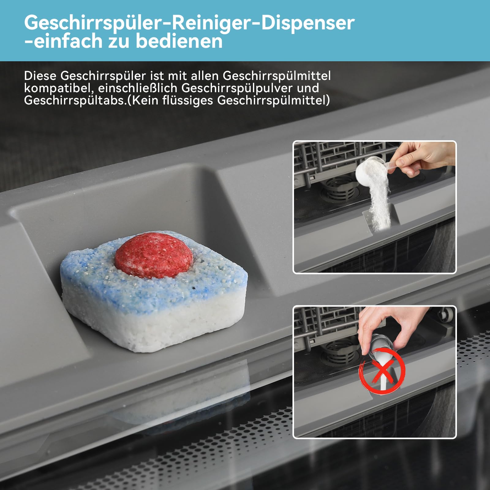 Mini Geschirrspüler 3 Gedecke Tischgeschirrspüler 5L Wassertank 6+1 Programme PTC Touch Control 24h Timer Kindersicherung