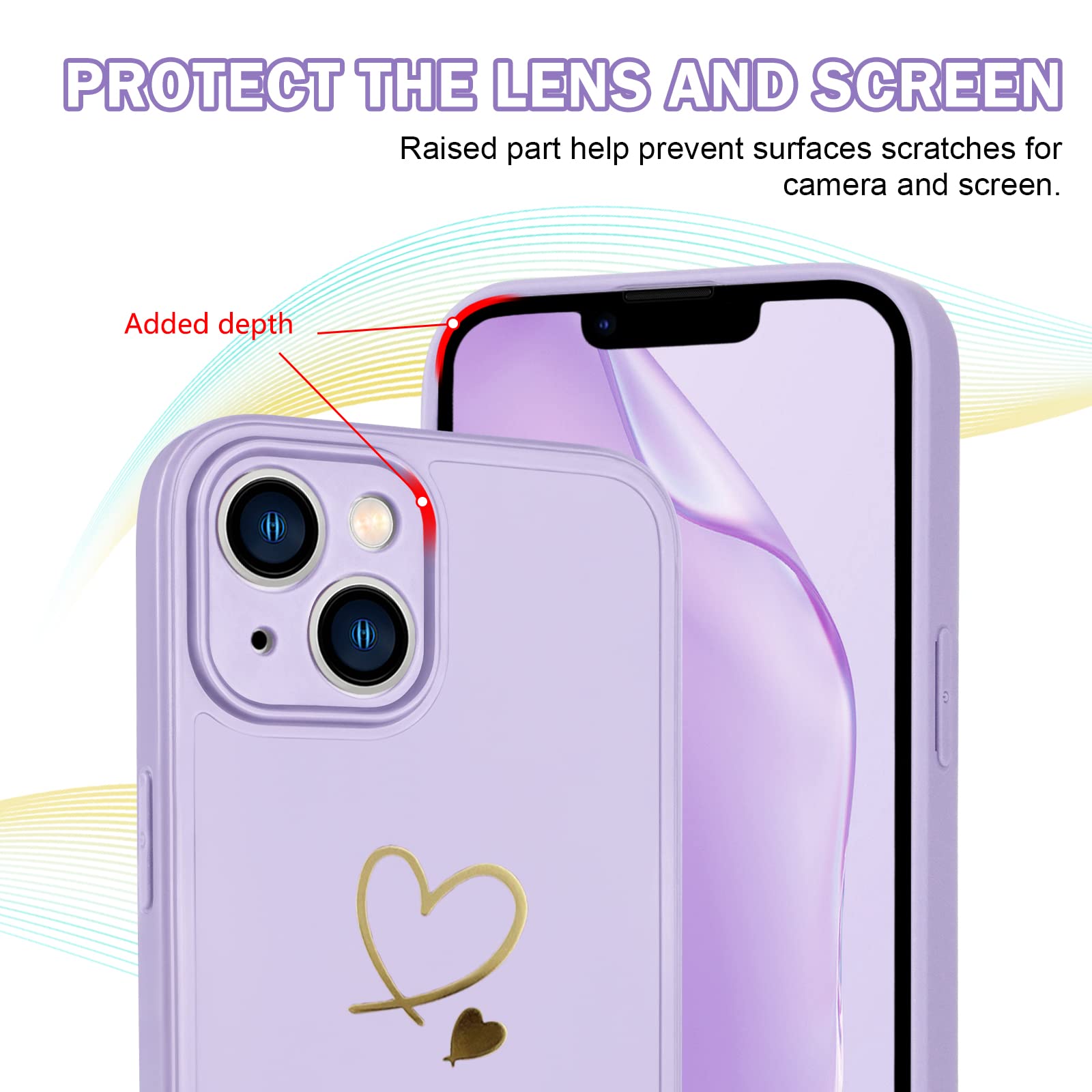 Yoedge Funda De Silicone Para Apple IPhone 14 (6,1"), Mate Rosa Silicona TPU Moda Dibujos Carcasa, Suave Antigolpes Bumper Protectora Case Para IPhone 14 - Corazón Amor 3