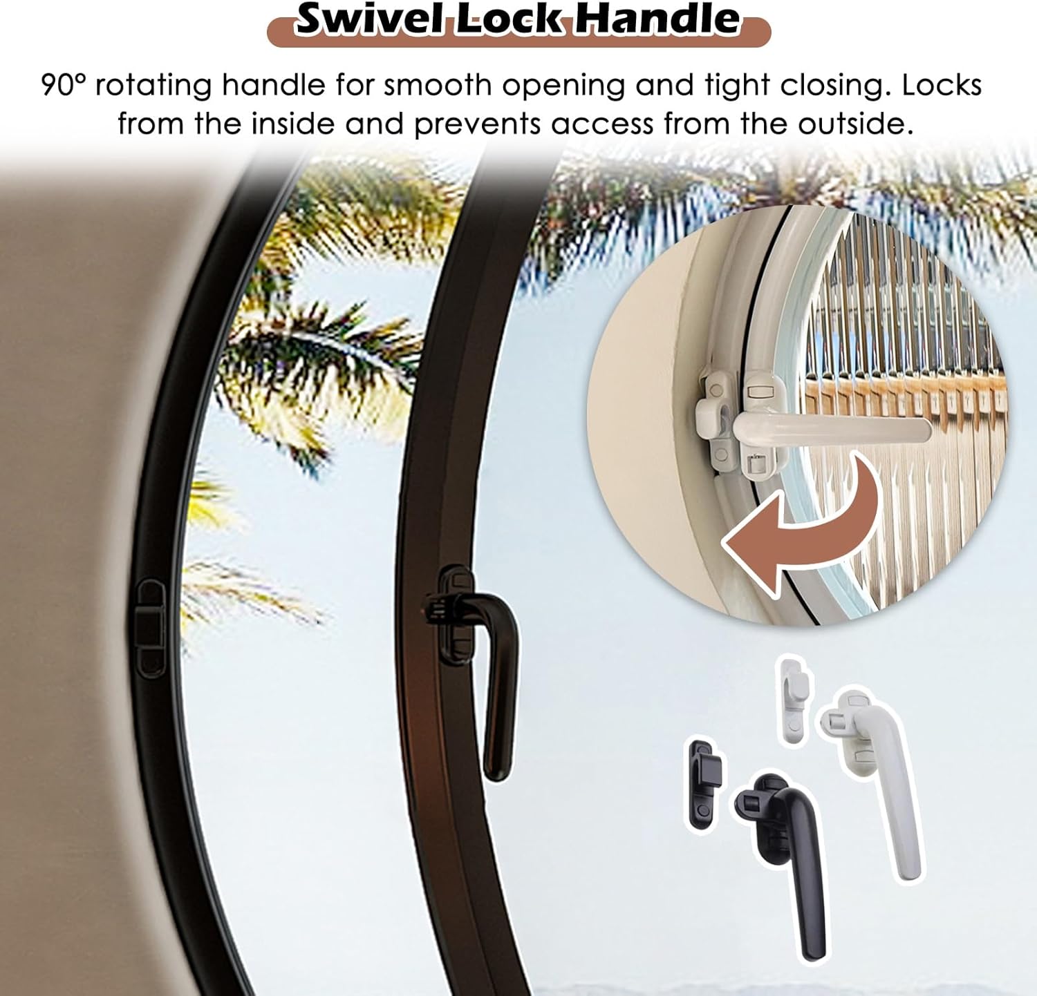Round Flush Mount Shed Window - Rotatable, Insulated Tempered Glass with Lockable Handles