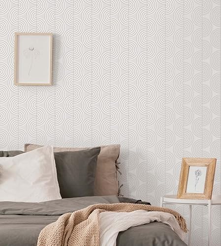 Miniatura 6 de NextWall Papel pintado Zen Geometric Peel and Vinyl Stick (Lunar Rock & Metallic Pearl) - Uno