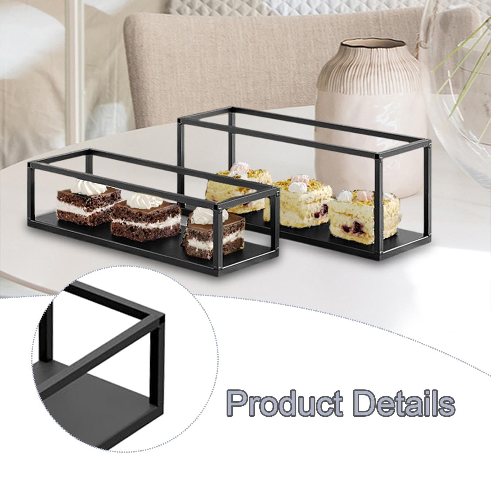 Perfeclan 2 Soportes metálicos para Cupcakes, bandejas para Servir, expositores para Cupcakes, Mesa de postres, Bandeja Rectangular para bufé de Hotel.