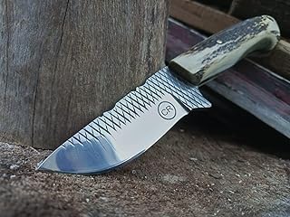 Roll over image to zoom in KNIVES KING 7" Handmade Fixed Blade Pointed Cowboy Skinner/Hunting knife with Leather Sheath, Farrier Rasp Steel Razor Sharp Blade and Stag Handle for Hunting, Bushcrafting, Camping and Hiking. - KNIVES KING