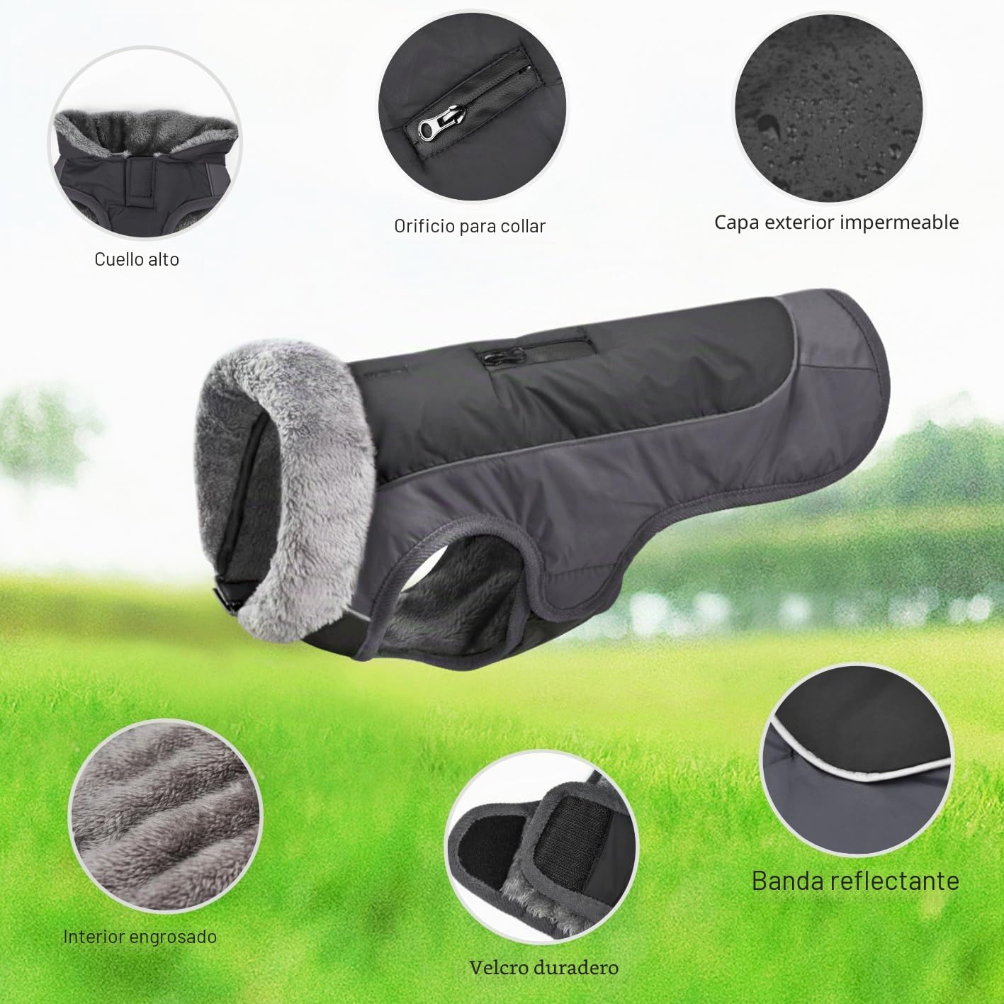 Idepet Chaqueta de Abrigo de Perro, Abrigo de Mascotas a Prueba de Agua, Traje de ensayo, Ropa de Perro a Prueba de Viento reflexiva para pequeños Perros Grandes Grandes Rojo Negro