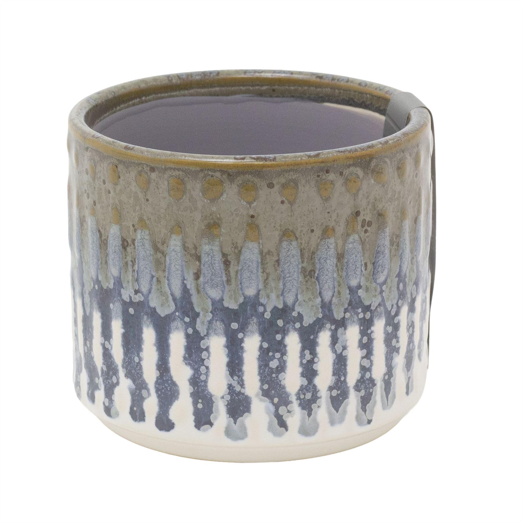 Carousel Home Mini Blue Reactive Glaze Ceramic Plant Pot, 7cm Small Succulent Planter Indoor Cactus Plant Pot Cachepot