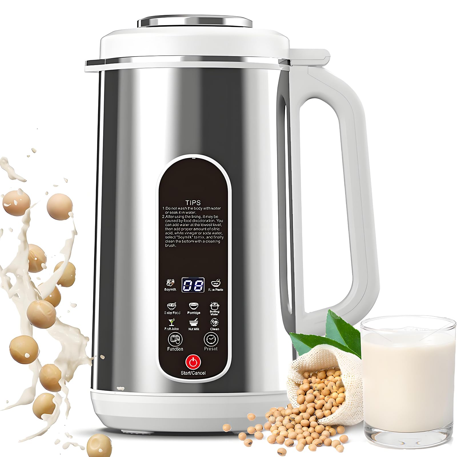 1.2l Soy Milk Machine, Juicer Nut Milk Maker With 12-blade Cutter, 24h Timer & Keep Warm, Delay Start & Auto Clean, Plant Milk Machine For Soybean, Almond & Plant-based Milks