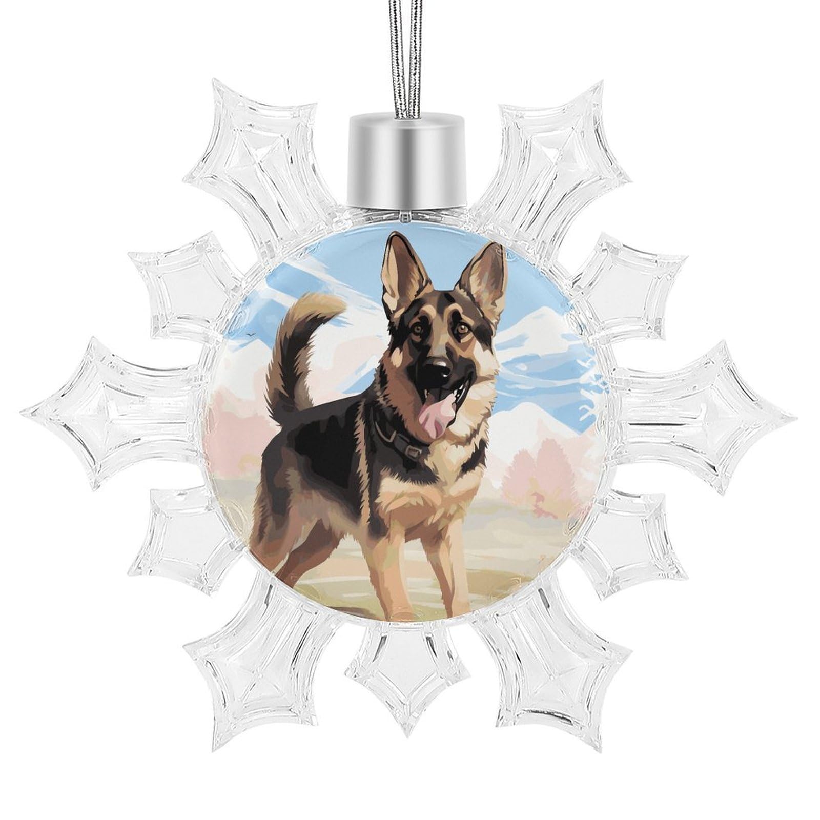 German Shepherd Dog Lovers Snowflake Ornaments Cute Snowflake Pendant Exquisite Christmas Tree Ornaments for Christmas Weddings New Year Birthday Holiday Celebration