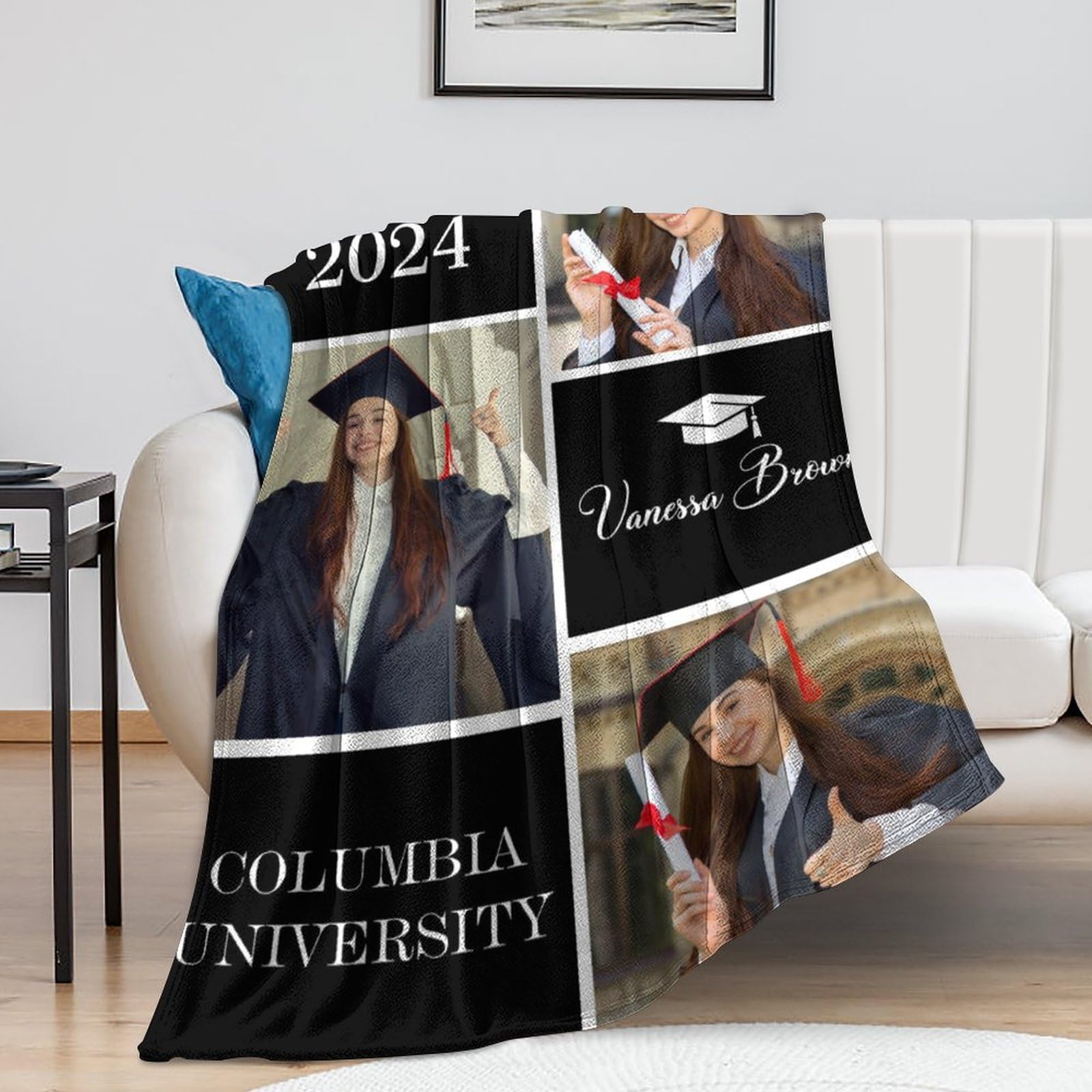 Artsadd Custom Graduation Blanket 2023 Name Personalized Class of 2023 Blanket Graduation Gifts with Photo Made in US Customized Congratulations Blanket High School College