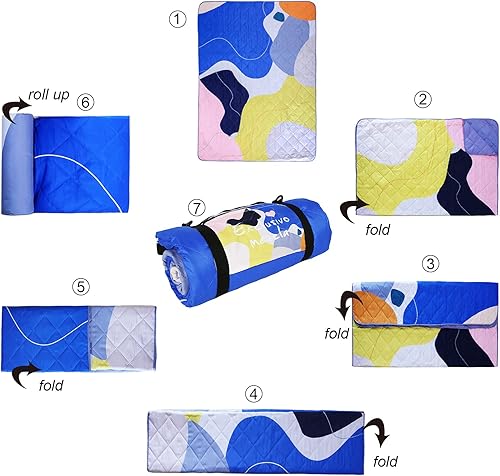 Miniatura 8 de Exclusivo Mezcla Manta de picnic impermeable de 60 x 80 pulgadas, manta de camping moderna a prueba de arena de poliéster floral multicolor grande