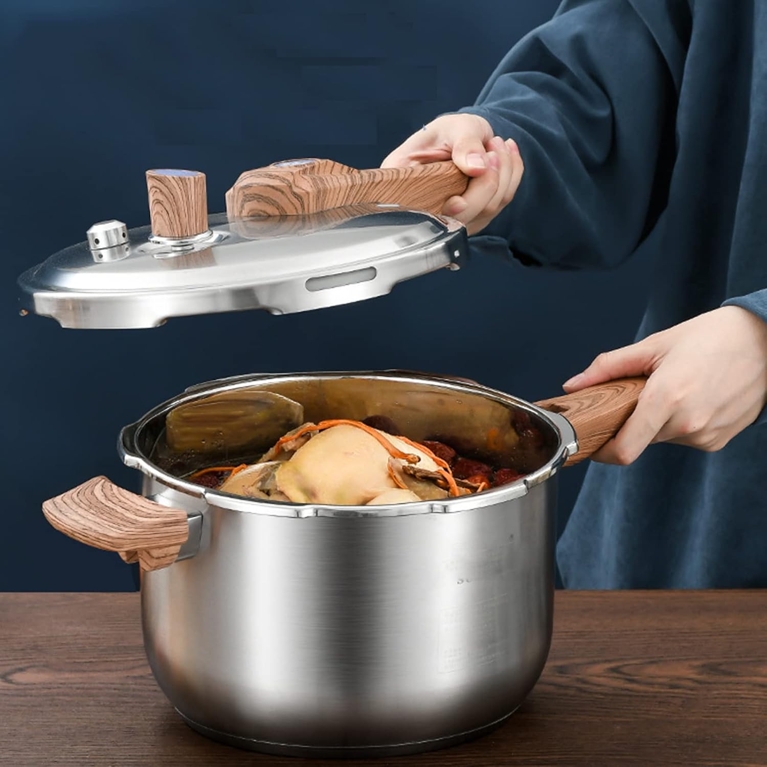 Pressure Cooker Explosion-Proof Pressure Cooker Seal Ring with Bakelite Handle Is Easy To Disassemble High Temperature Resistant Seal Ring A Good Helper in The Kitchen