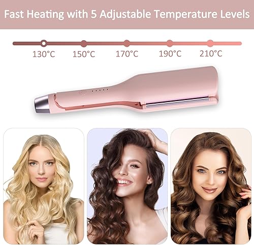 Miniatura 3 de Rizador para mujer, 1.260 in (1.25 pulgadas) con 5 ajustes de temperatura, calentamiento rápido, herramienta de rizador de pelo iónico con