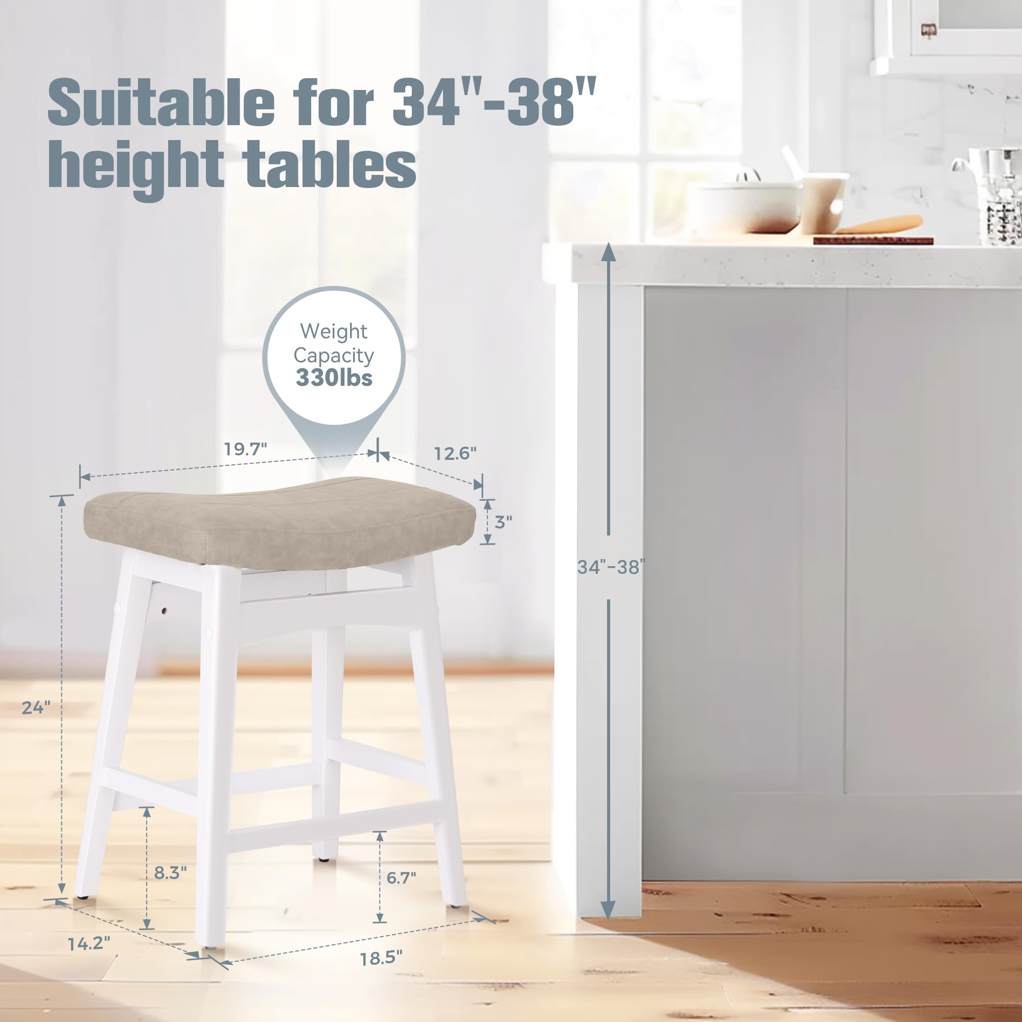 Amazon｜Erste!Bravo ホワイト 無垢材 バースツール 4個セット