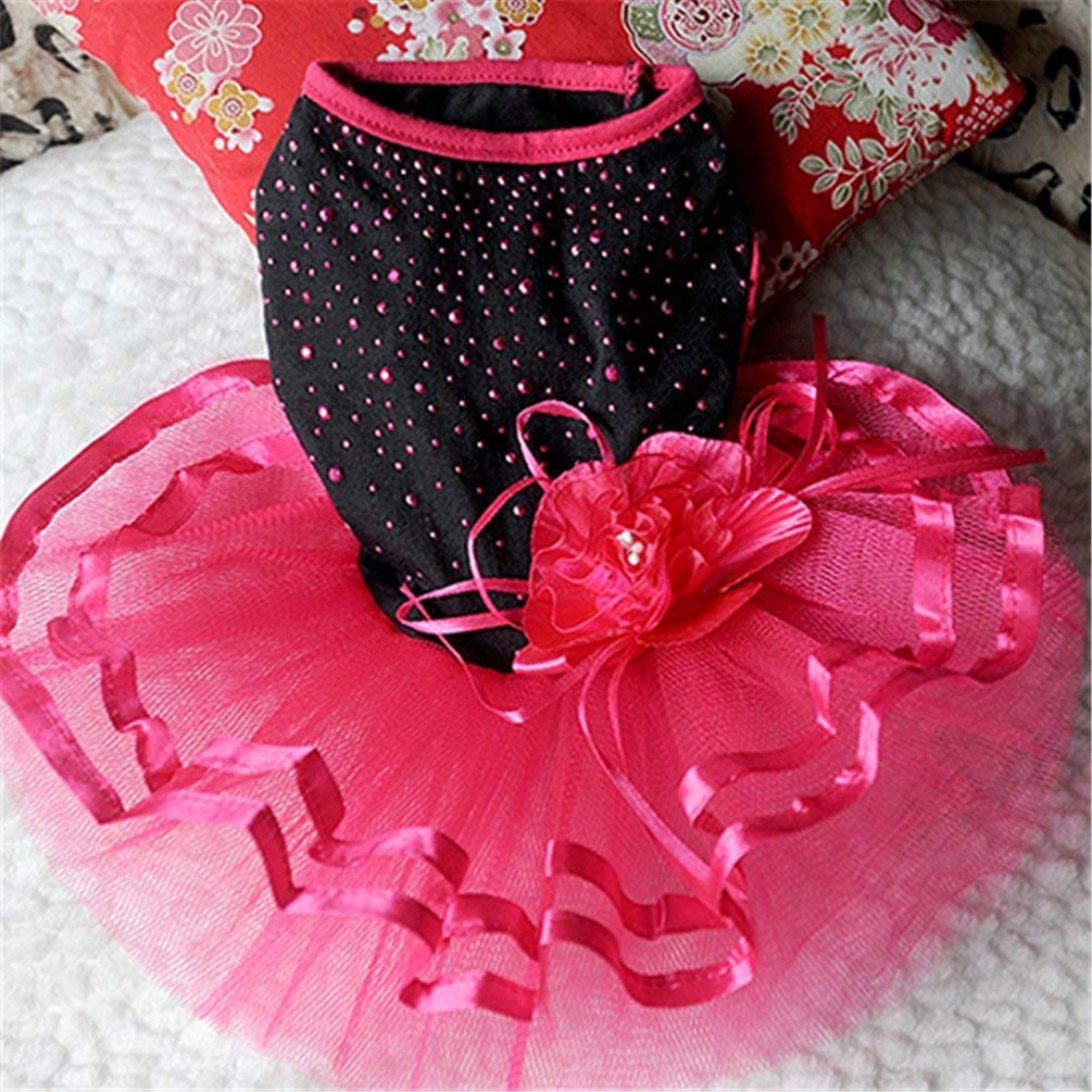 Li-ly Premium Qualité Rose Fleur Gaze Tutu Robe Chiot Chien Princesse Vêtements Costume pour Chihuahua Caniche Yorkshire