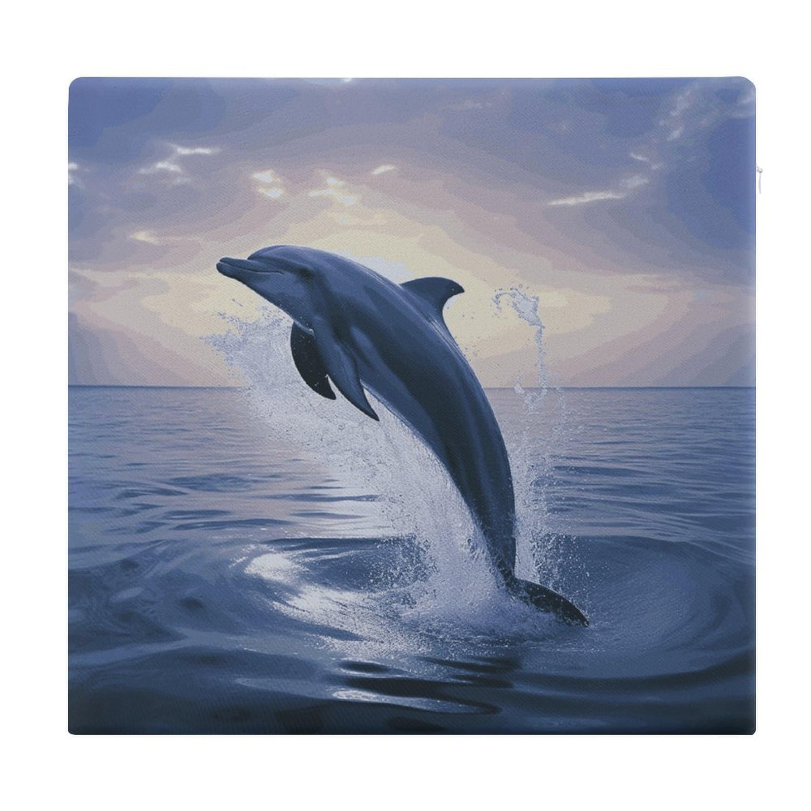 JTREHY Elegant Dolphin Chair Cushions Non-Slip Bar Stool Cushions Ultra Soft Warm Memory Foam Meditation Cushion Removable Large Square Seat Cushions for Dining Chair 15x14In