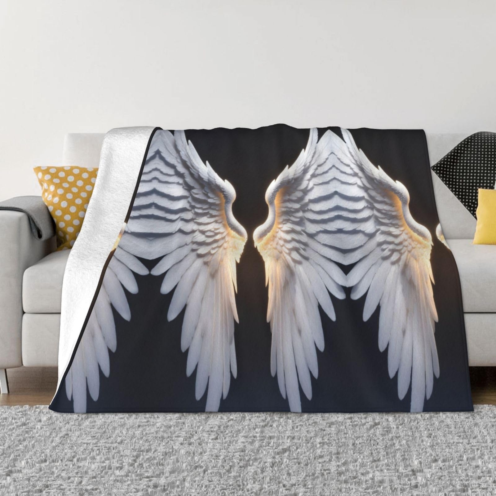 Couverture ailes d'ange en flanelle douce jetee de lit haut de gamme