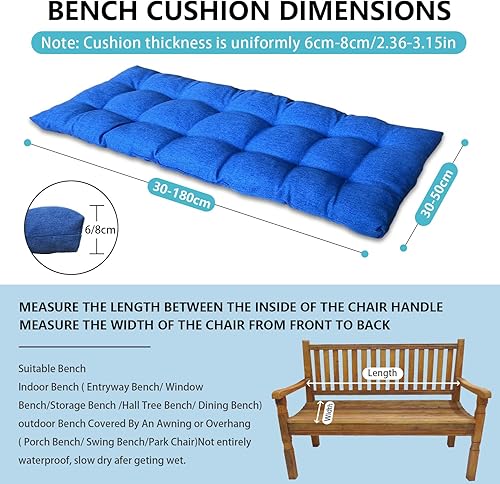 Miniatura 2 de Cojín de banco para exteriores, 35 x 16 x 2.36 pulgadas, cojín de asiento de banco de jardín, cojines antideslizantes para muebles de patio, con dos
