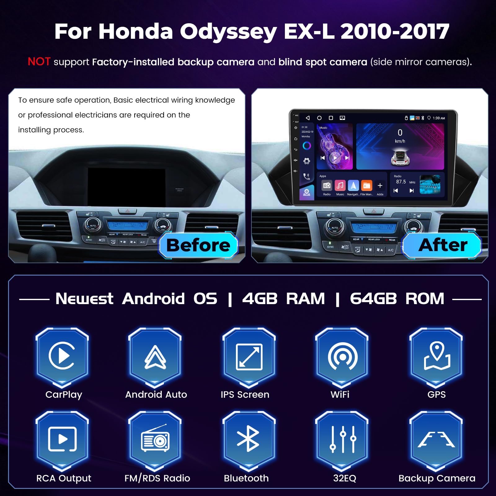 Amazon.co.jp: [4+64G] Hikity Android 15 カーステレオ ホンダ 