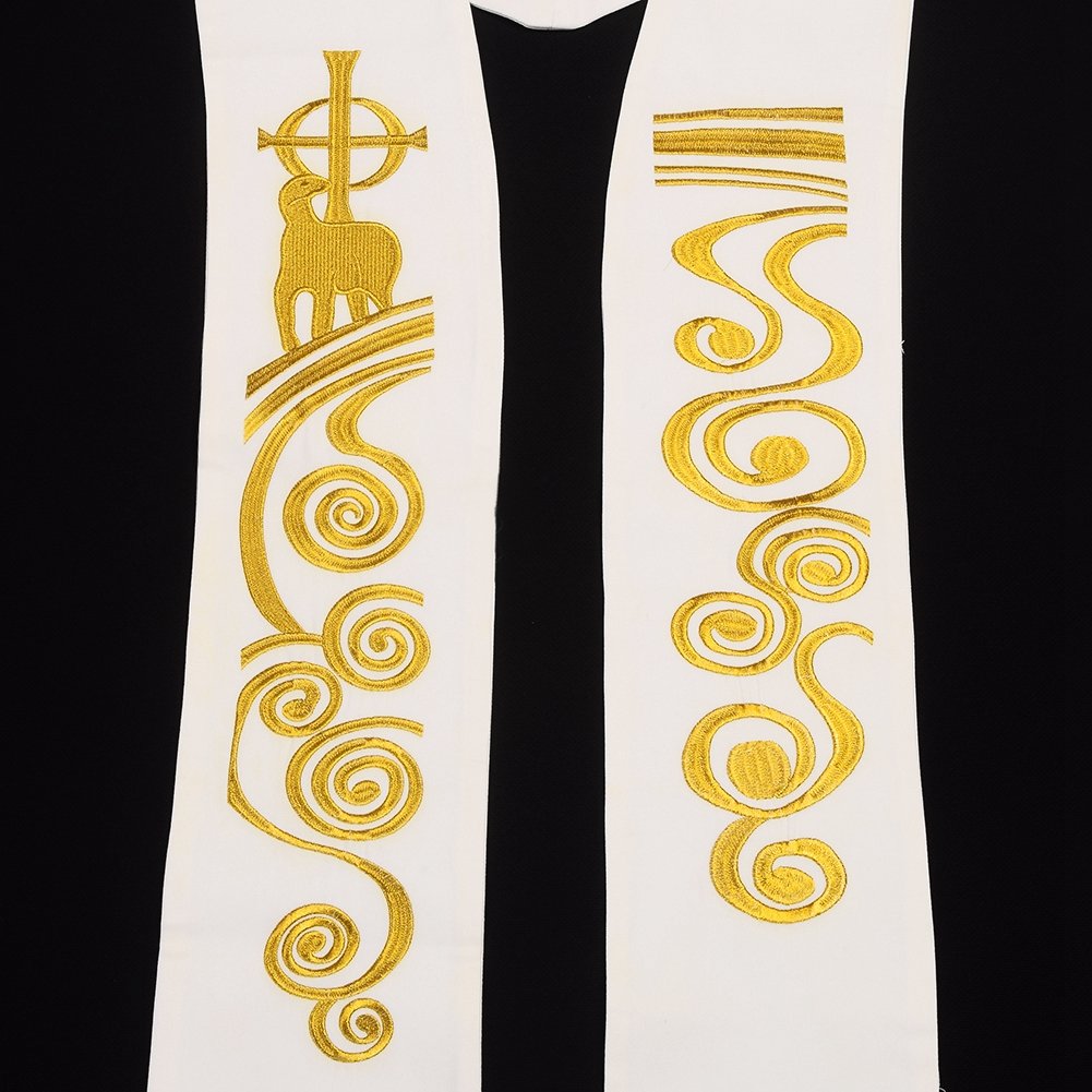 BLESSUME Church Stole Priest - Estola redondeada bordada multicolor