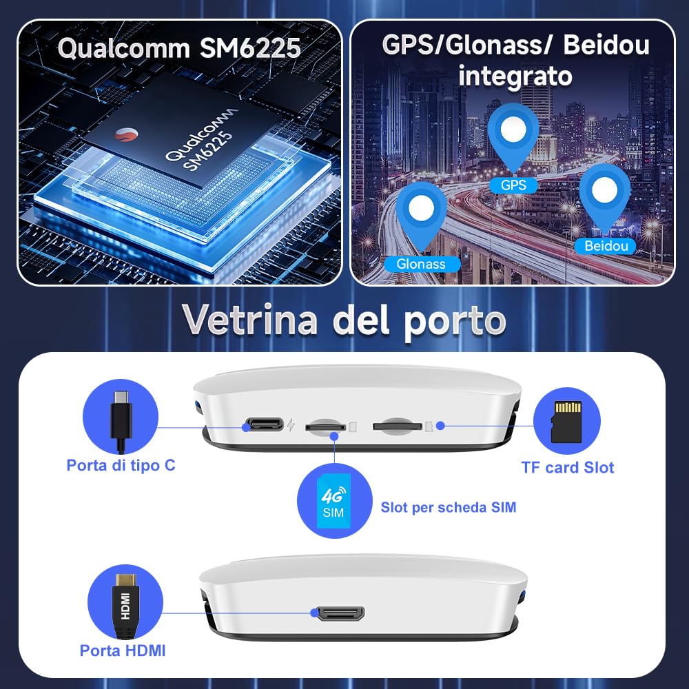 CarlinKit Android 13 AIBOX UHD 6225: supporto CarPlay wireless e
