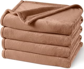 PHF Fleece Blanket Queen 90"x90" - 300GSM Lightweight Airy Warmth, Clay