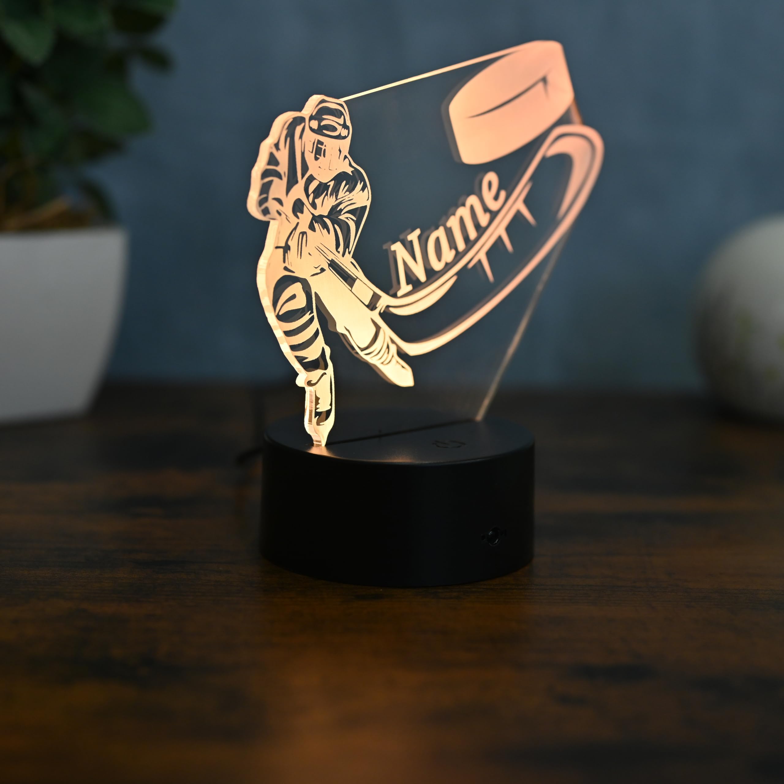 Lampada a LED per hockey su ghiaccio personalizzata: regalo per giocatori di hockey, decorazione da hockey, compleanno per bambini, idea regalo, luce notturna e decorazione per la casa