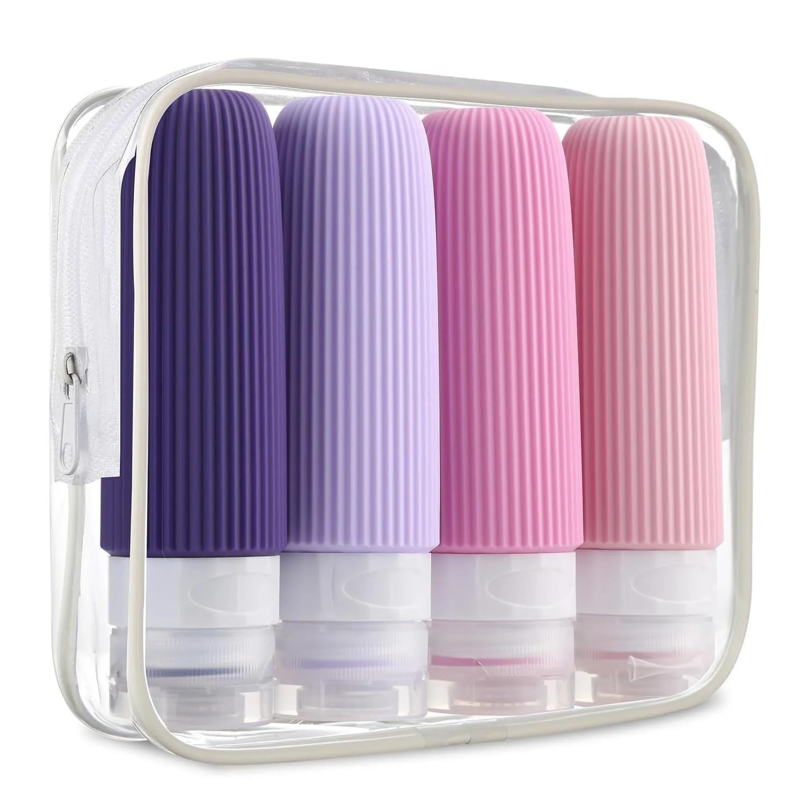XIEHYA Silicone Travel Bottle Portable Leak Proof Squeeze Size Container Clear Toiletry Bag Accessory For Toiletries(Pink)