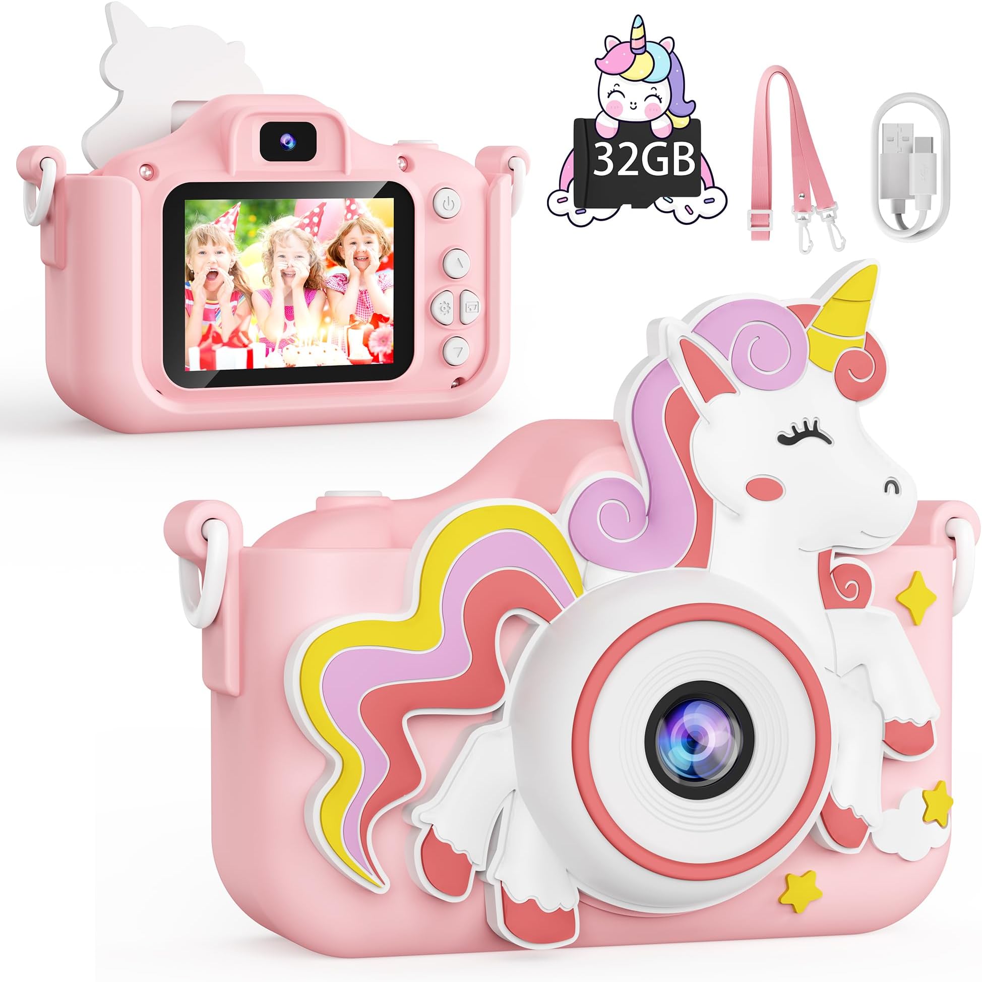 KOKODI Kids Camera Toy Digital Camera for Kids Pink