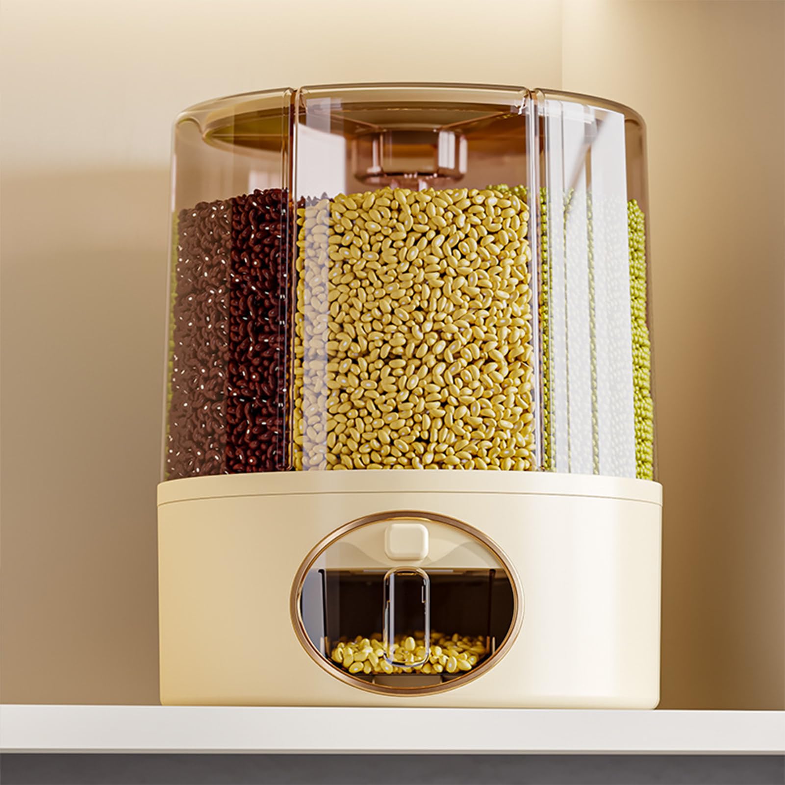 Contenitore per cereali 6 griglie rotante sigillato dispenser | Dispenser di riso a 6 griglie per la casa cucina dispensa cereali cereali Pet Food Container Organizzazione