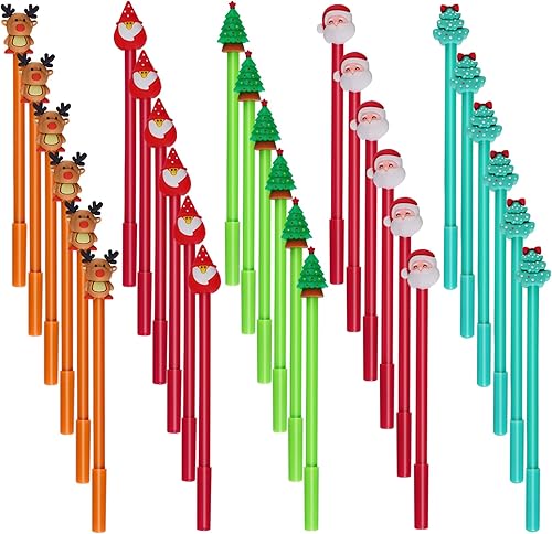 30 bolígrafos de Navidad de tinta de gel, bolígrafos novedosos, bolígrafos divertidos a granel con tinta negra para niños, estudiantes, profesores,