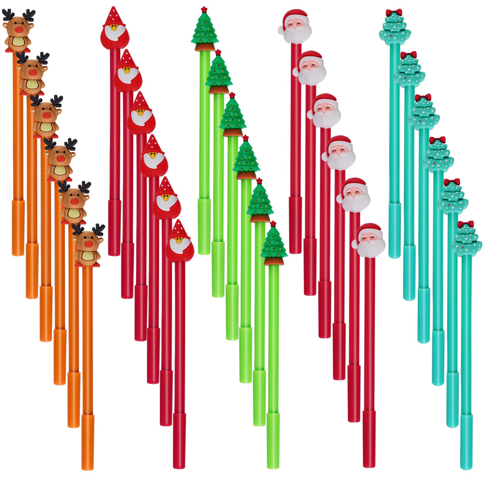 jiebor 30Pcs Christmas Gel Ink Novelty Cute Fun Pens Bulk with Black Ink for Women Office Supplies
