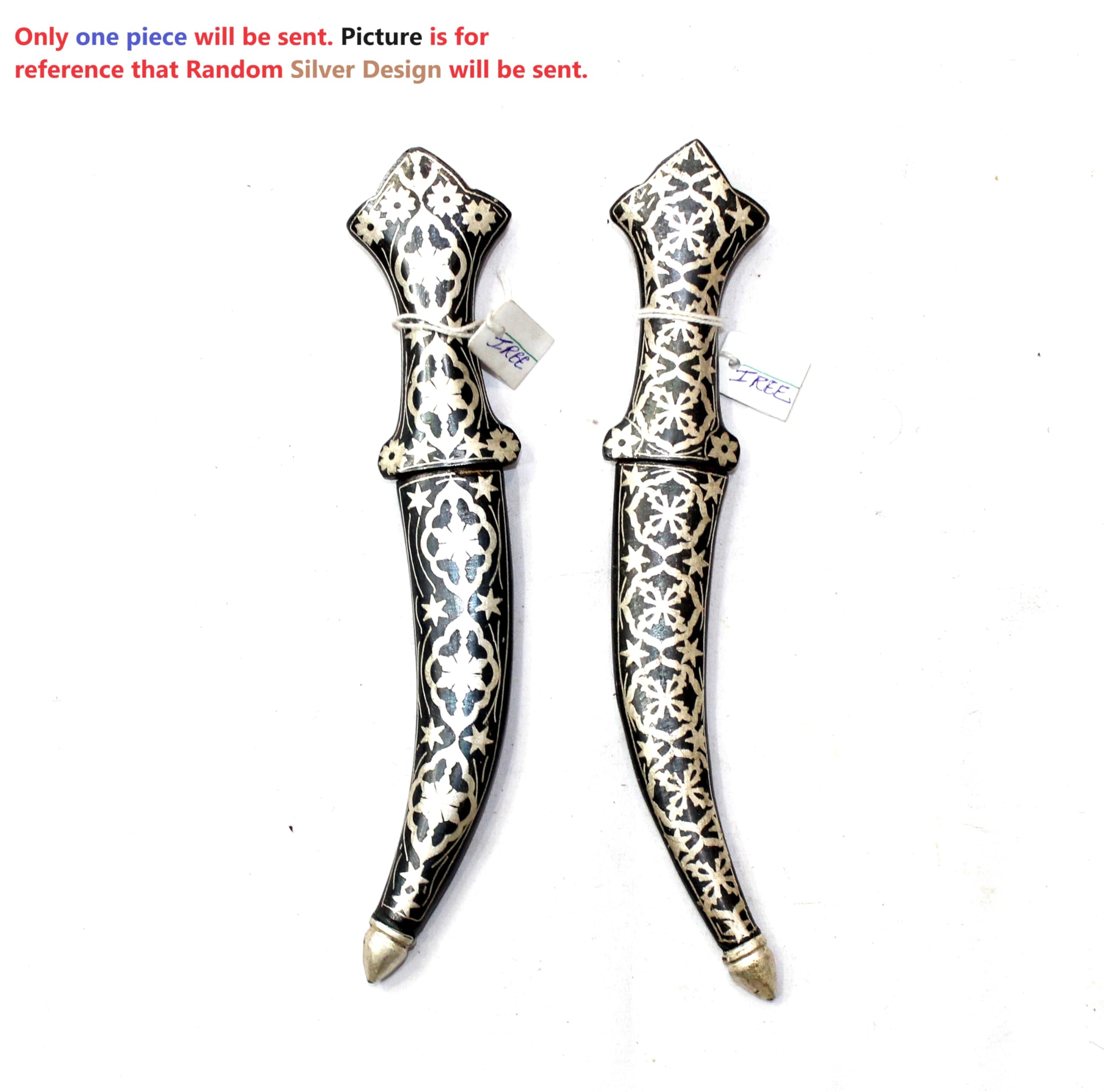 Rajasthan Gems 1Pc Dagger Knife Damascus Steel Blade Pure Silver Koftgari Inlay Mughal H556