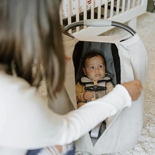 Miniatura 10 de Little Unicorn Toldo para asiento de automóvil de muselina 100 % algodón, funda súper suave y ligera con ventana, transpirable, cierre magnético,