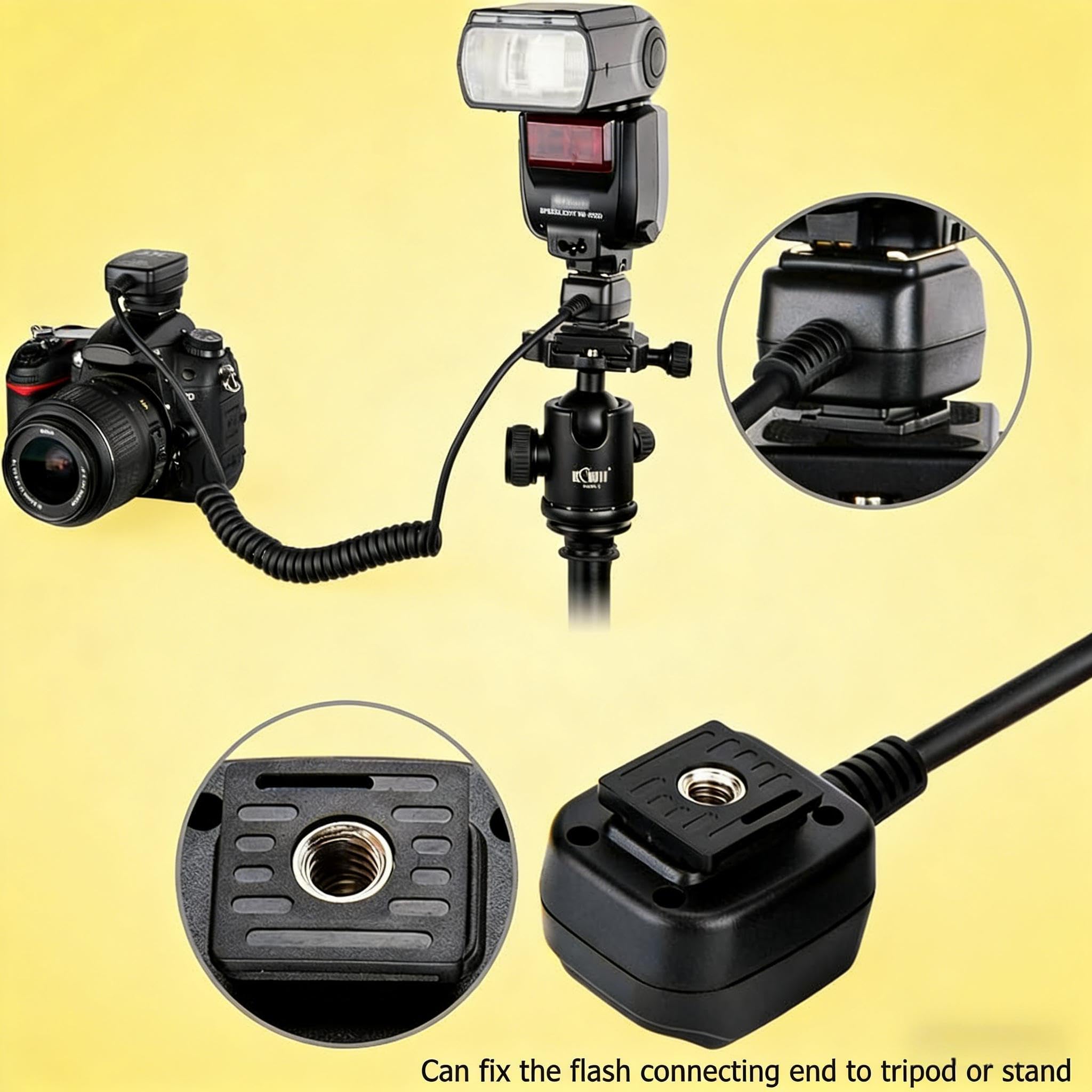 Cavo Flash Esterno Alla Fotocamera, Cavo Flessibile a Molla per Flash di Sincronizzazione Cavo di Prolunga Flash per Slitta Calda per Flash Superiore della Fotocamera
